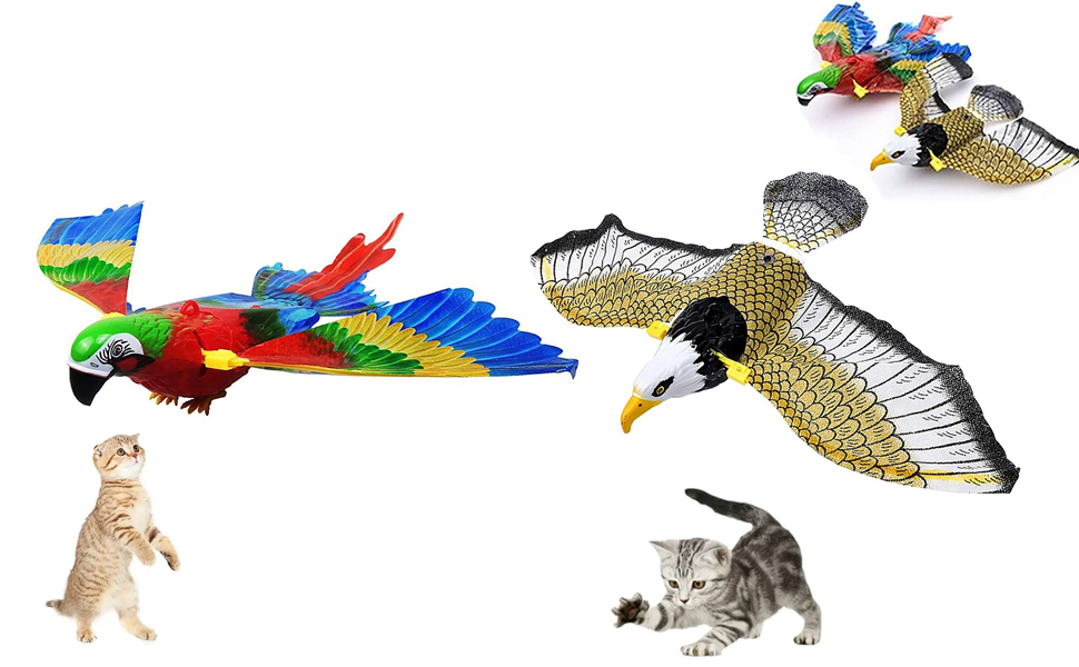 SIRHDNE Flying Bird Cat Toy, Automatic Flight Simulation Bird Interactive Cat Toy