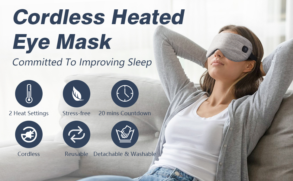 Heated Eye Mask Cordless, Warm Eye Compress for Dry Eyes