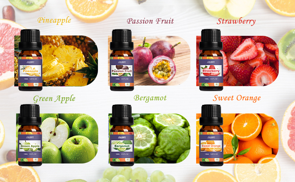 SALUBRITO Fruit Essential Oils Set 12 x 10ml, Fruity Fragrance Oils for