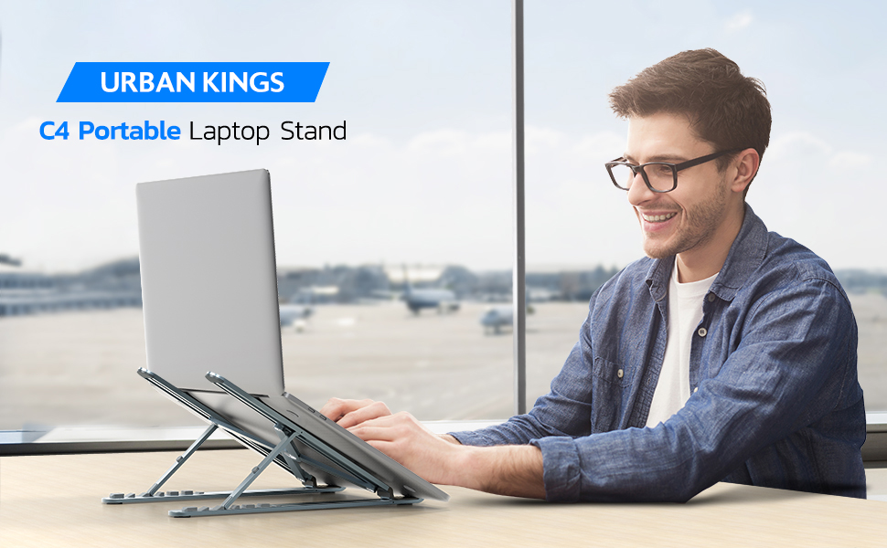 URBAN KINGS Height Adjustable Laptop Stand for Desk, Portable Laptop Holder, Foldable Notebook Stand 42 .
