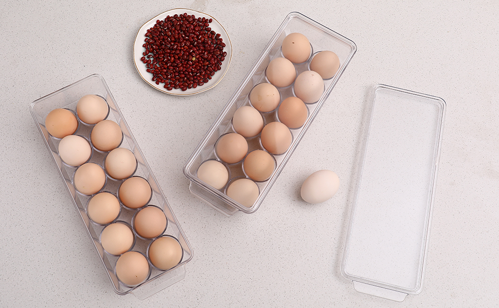 Sooyee 2 Pack Egg Holder for Refrigerator, Plastic Egg