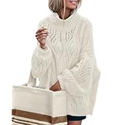 MEROKEETY Fall Sweaters for Women 2025 Oversized Pullover Crochet Lantern Long Sleeve Mock Neck C...