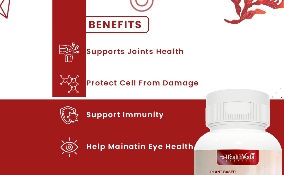 Buy Health Veda Organics Plant Based Astaxanthin 6 mg Supplement I 60