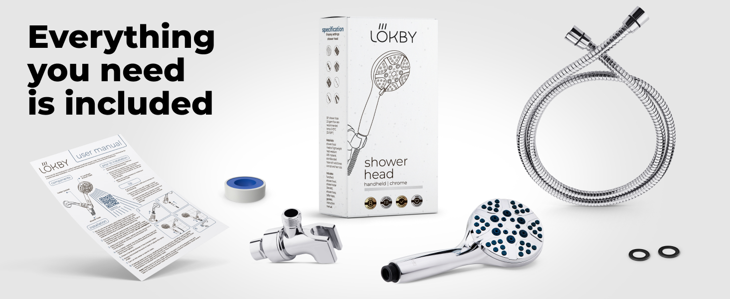 LOKBY High Pressure Shower Head with Handheld Spray 8Mode Detachable