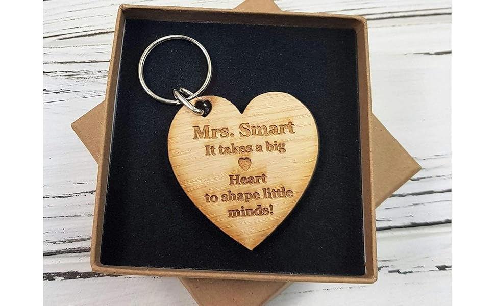 Hoolaroo Personalised Teacher Keyring Engraved Wooden Gift Teachers
