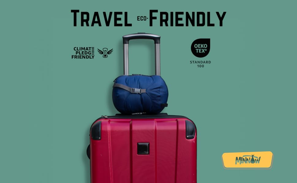 Travel Friendly Pillow on Suitcase Luggage inside Compression Bag using Buckles 