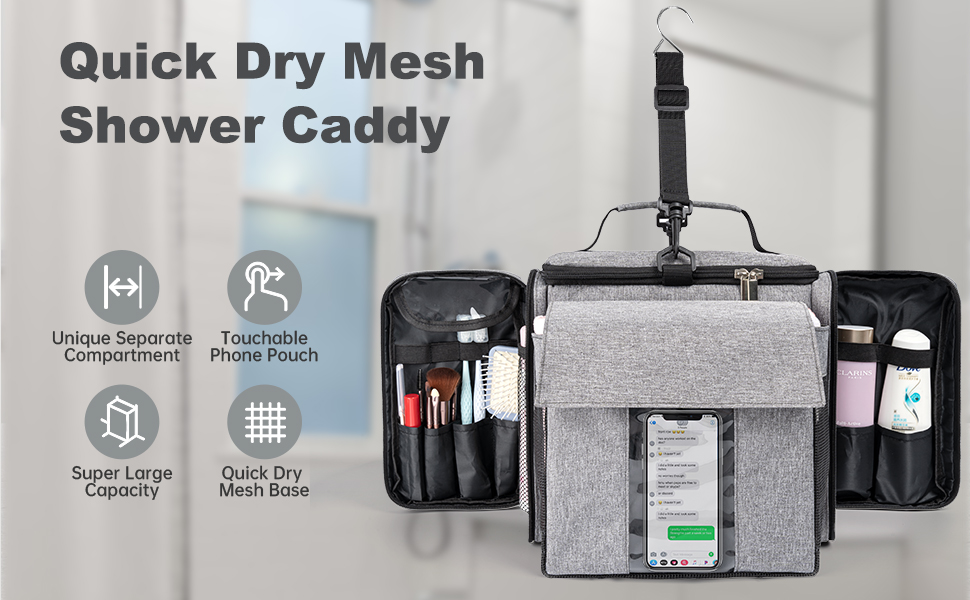 JMIANeodark Shower Caddy Tote Bag, Portable Shower Caddy