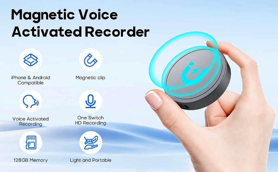 128G (1600 Hour) Magnetic Voice Activated Recorder 