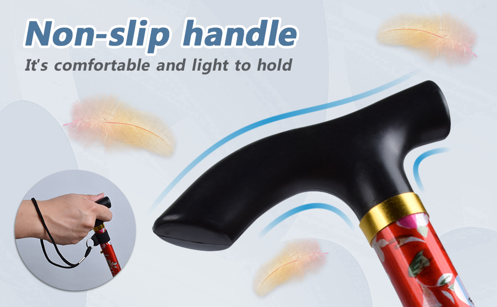 Klappbarer Gehstock Blume Gemustert Aluminium Einstellbar Spazierstock Leicht Tragbar Reise