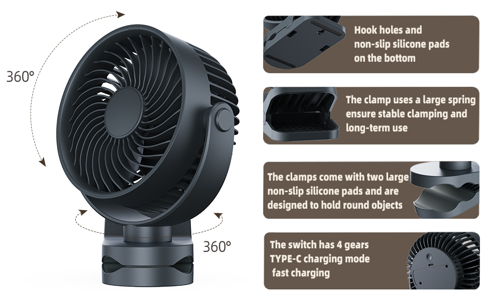 portable clip on desk fan