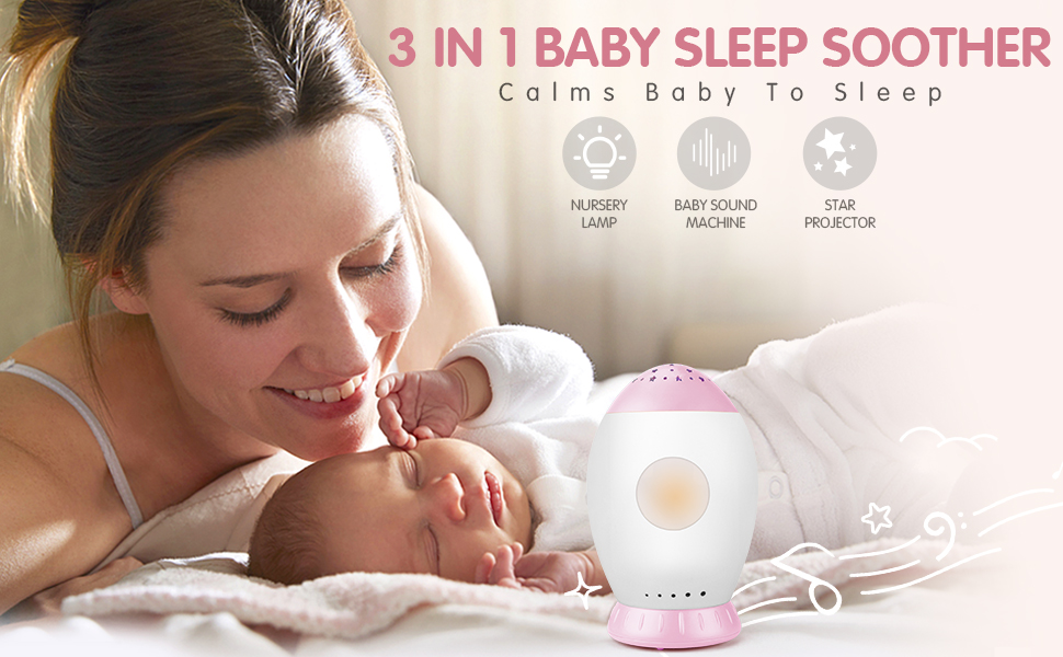 Nueplay Baby Sleep Soother with Lullaby Songs & White Noises, Star