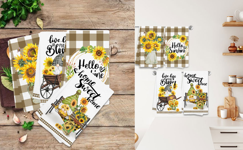 Pinata Sunflower Kitchen Towels Set of 4Gnome Bee