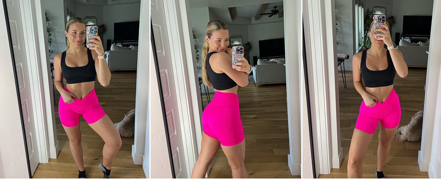 JZC Workout Sets for Women 2 Piece Ribbed Seamless High Waist Shorts Yoga Outfits