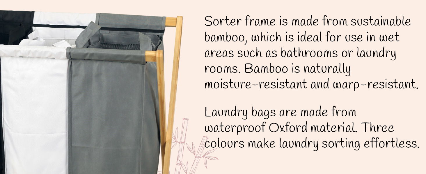 Froppi Foldable Laundry Basket 3 Compartments Collapsible Washing