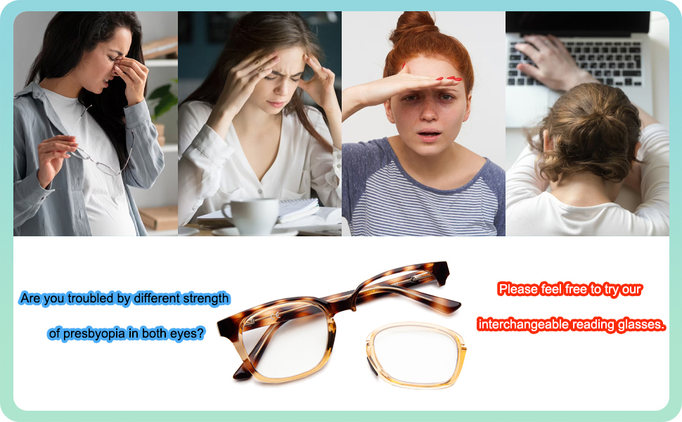 LianSan Reading Glasses with Different Strength for Each Eye for Women Men TR90