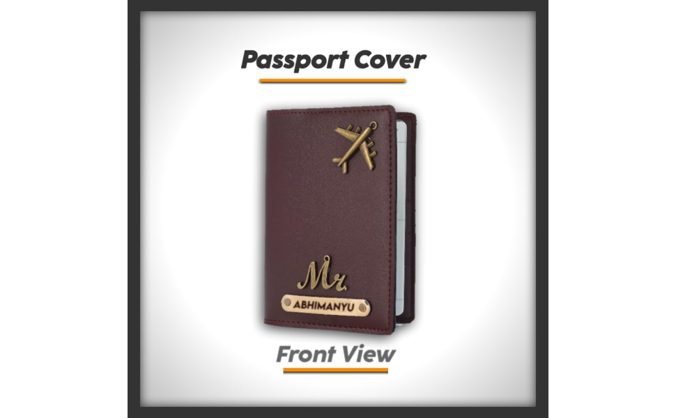 personalised name charm leather passport cover holder for men women customised passport holder