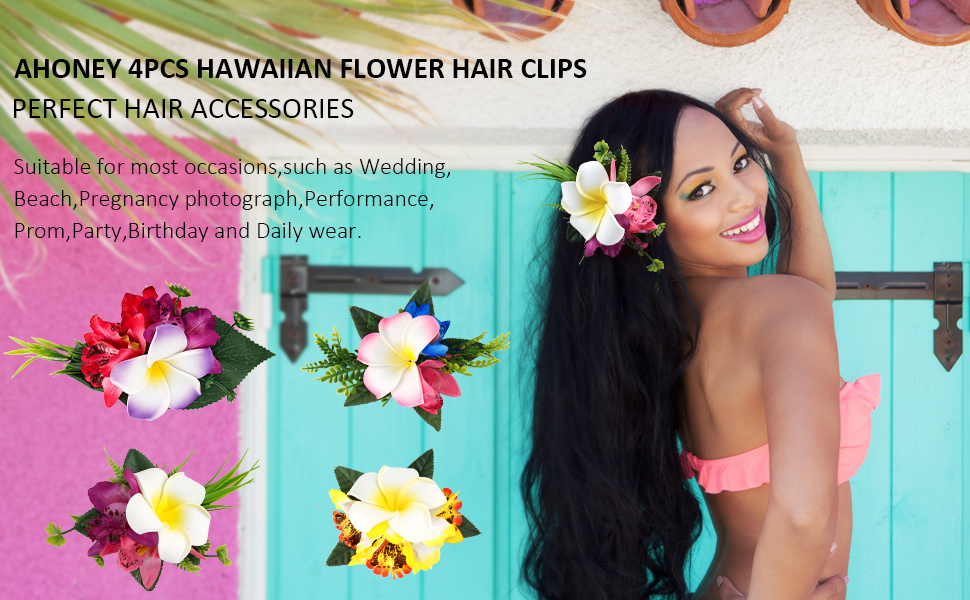 hawaiian flower hair clips