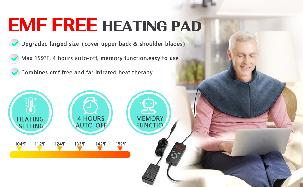 UTK Heating Pad for Neck and Shoulders,Natural Jade Tourmaline,Upgrade