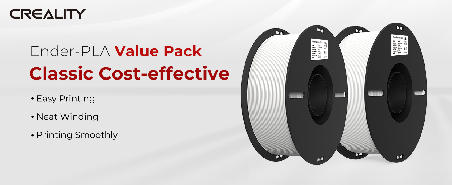 Creality Ender PLA Filament 1,75mm 2 Packs für 3DDrucker, 2 x 1kg