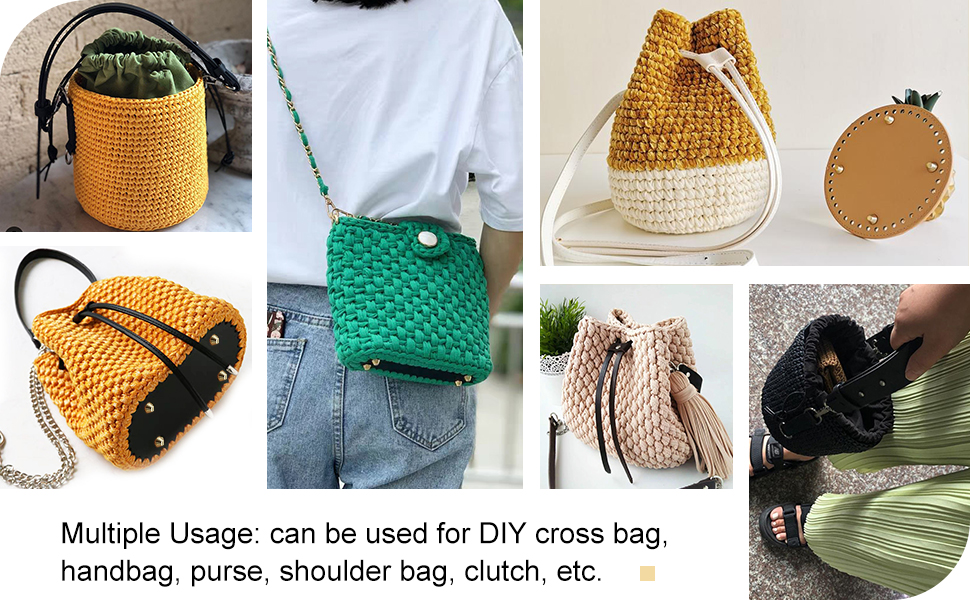 PandaHall DIY PU Leather Bag Knitting Set, Bottom/Shoulder