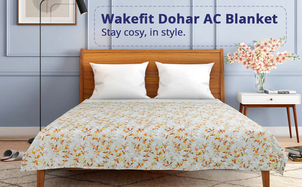 Buy Wakefit Premium Cotton Dohar AC Blanket, Single, 110 GSM, Serene