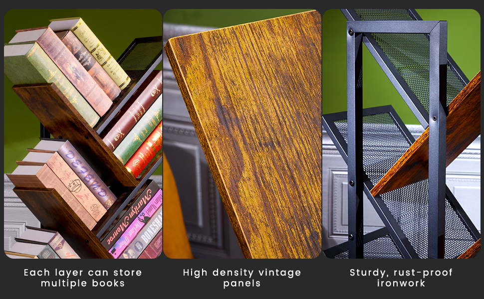 HOYRR Bookshelf,Tree Bookshelf,6 Shelf Tree Bookshelf