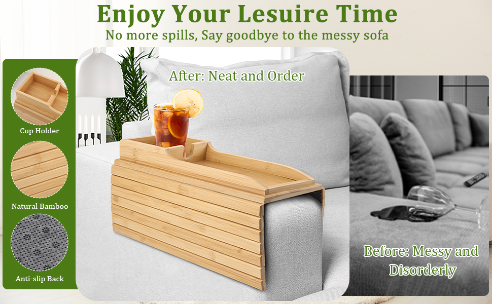 Bamboo Couch Cup Holder,2025 New Couch Hacks,Bamboo Sofa