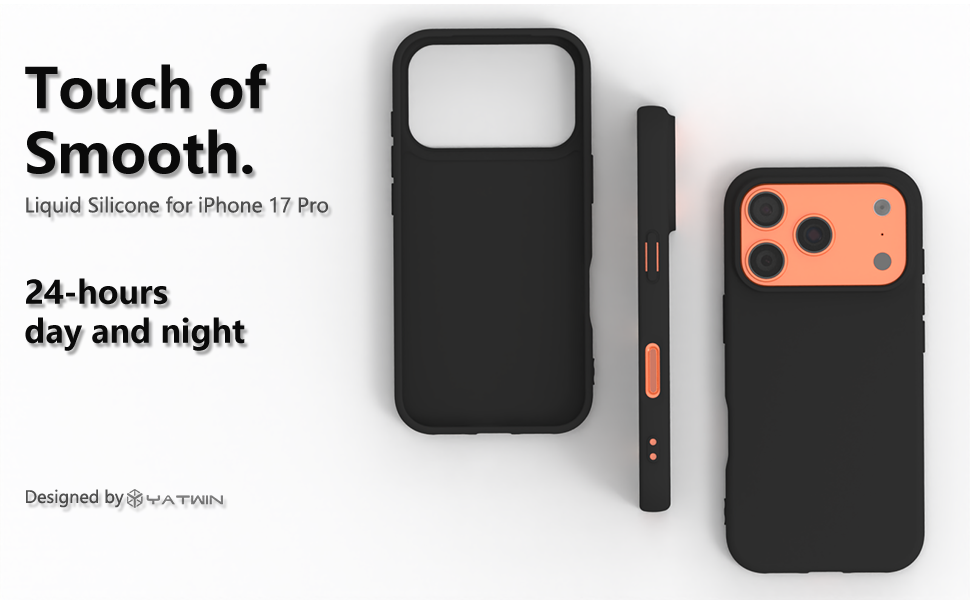 YATWIN Silicone Case for iPhone 17 Pro, Soft-Touch, Shockproof, DustProof, Antiskid Phone Cover for Apple iPhone 17 Pro - Black