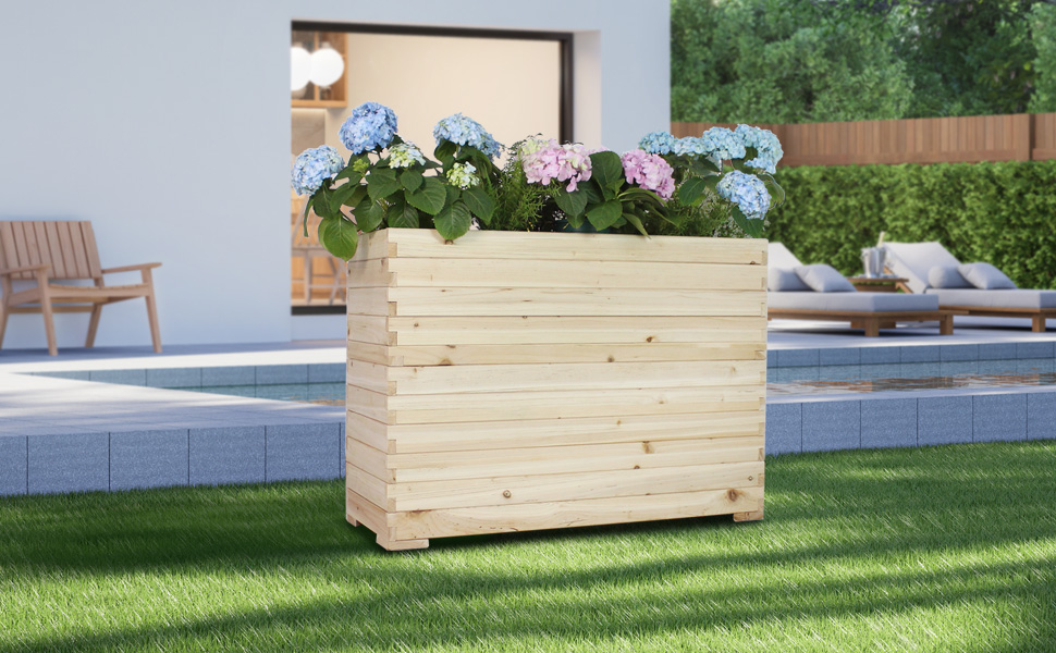 TRUEAURA Wood Raised Planter Box Garden Bed