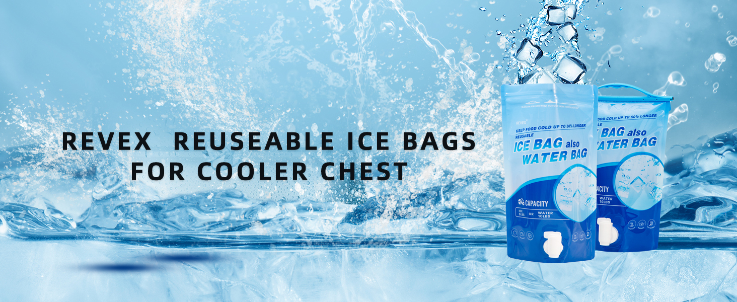 REVEX Reusable Ice Bags 5lb, 17x10 Inches Large Leakproof