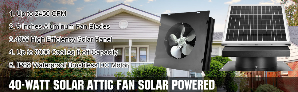 40W solar attic fan