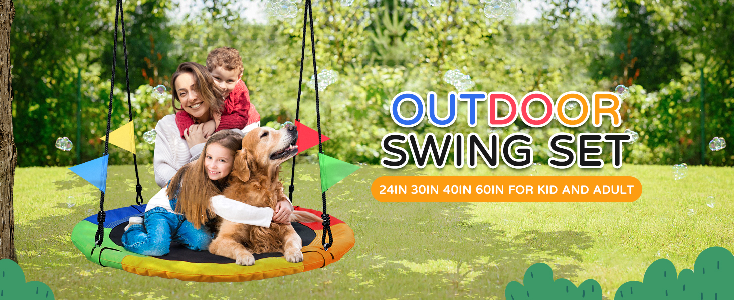 Odoland 24 inch Kid Tree Swing, Outdoor Small Saucer Swing 900D