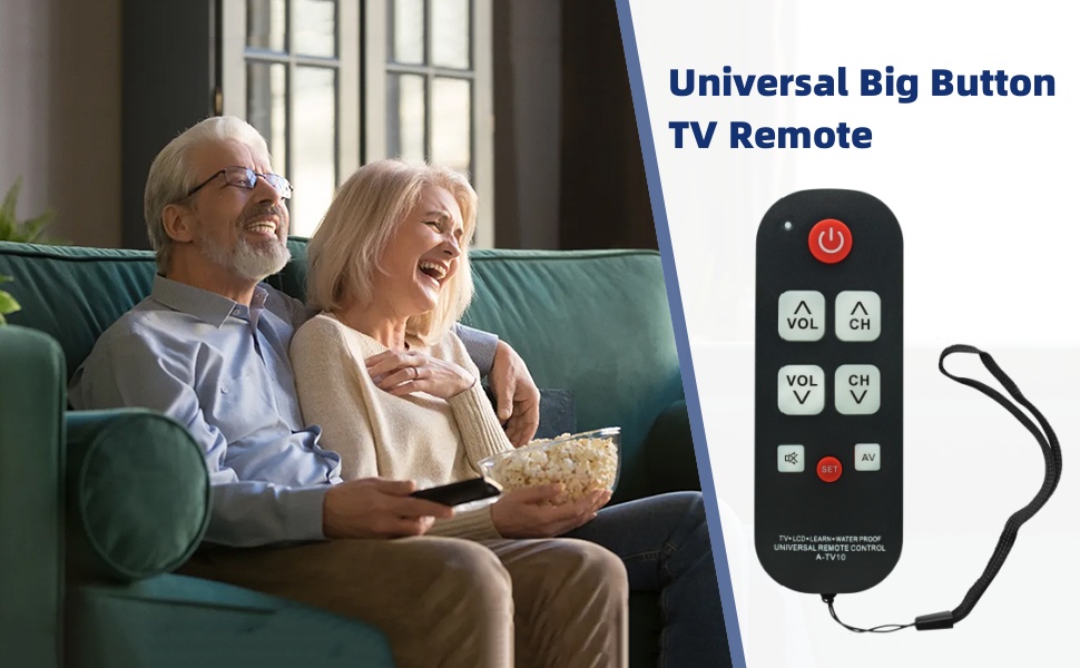Universal Big Button TV Remote with Glow Keys for Seniors