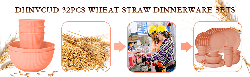 wheat straw bowls and plates sets