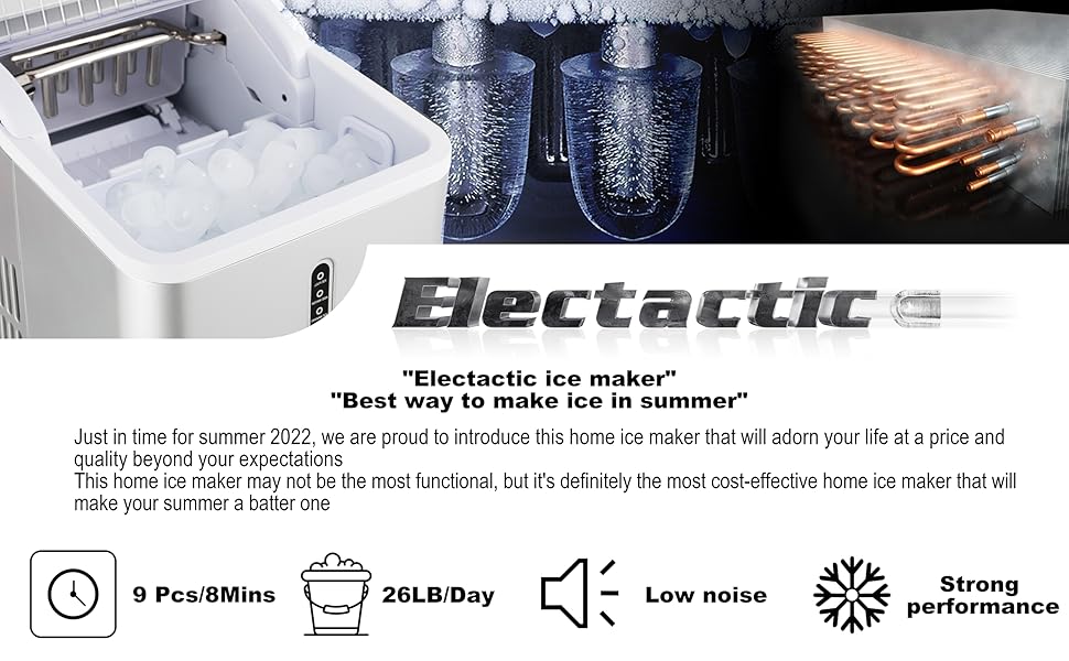 Electactic Ice Maker Countertop, Efficient Easy Carry Ice