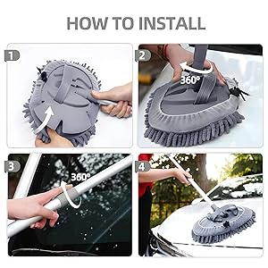 wishkey Car Wash Mop Cleaning Accessories Long Handle Car Duster Microfiber Brush