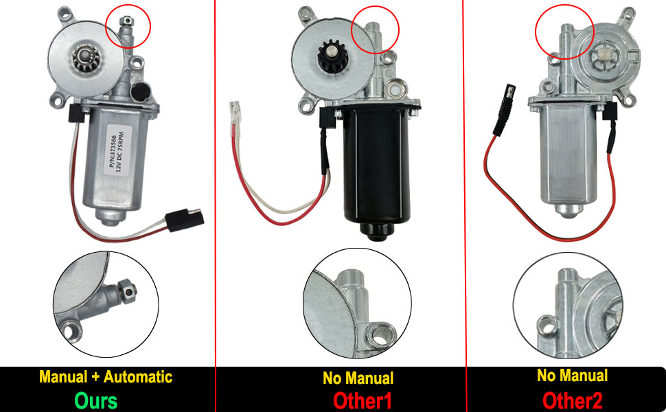 MOCW 373566 RV Power Awning Replacement Universal Motor 75RPM 12Volt