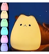 Gwindrise Cat Night Light 7 Colors, Silicone Squishy Cat Lamp, Battery Operated Night Lights, Tap...