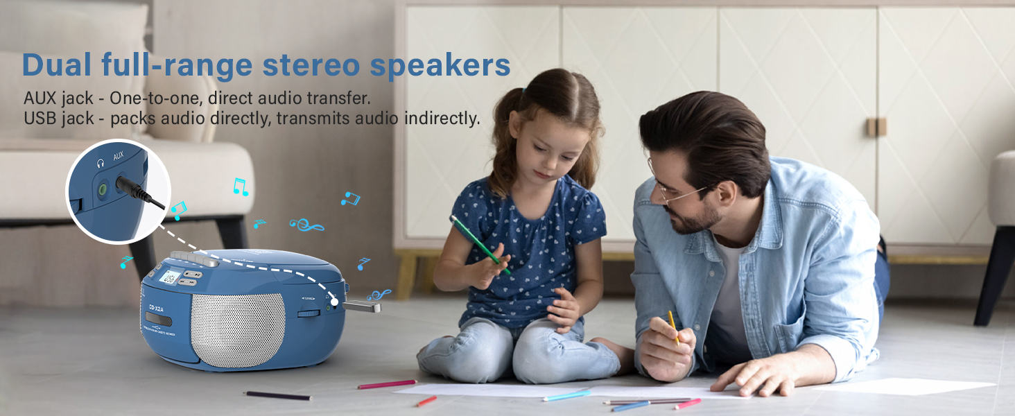 Greadio Boombox CD Player Cassette Player Combo, Boom Box