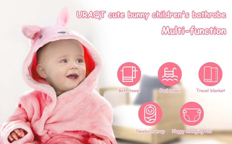 3D Pink Rabbit Baby Bathrobe