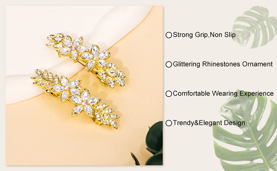 Rhinestone hair clips hair barrettes for women pearl hair claw clips bridal hair accessories