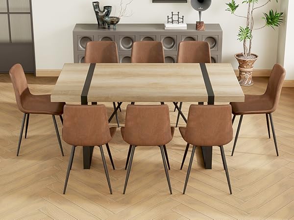 Amazon.com - MUUOKY Dining Table Set for 8, 71'' Wood Table