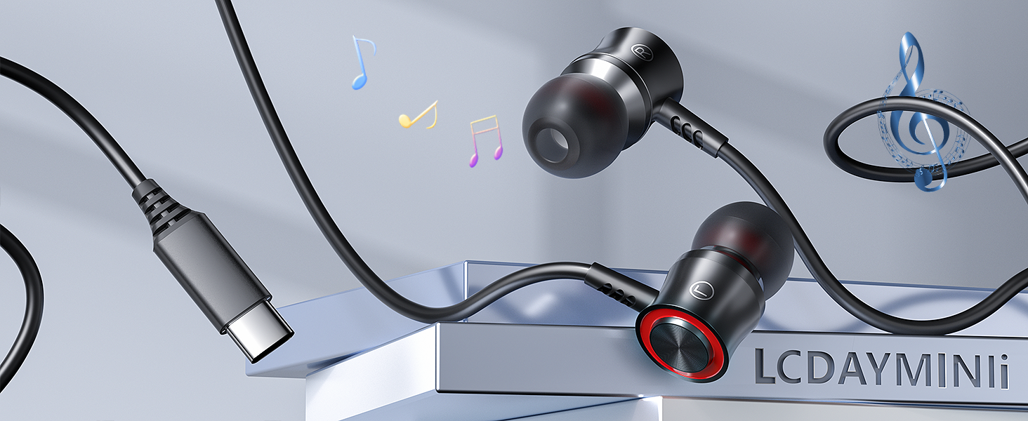 USB C Headphones, InEar Headphones for Samsung S23 Ultra S22 S21 S20