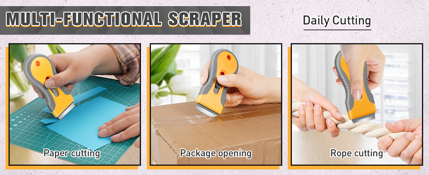 DIYSELF 2 Pack Razor Blade Scraper with 20 Metal Razor