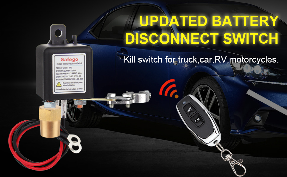 Safego Remote Battery Disconnect Switch,Upgraded 12V Kill Switch for