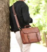 バッグ OUAT 25SS OFFICE BAG BROWN LEATHER Buy Down To Business, Brown Stylish Leather Laptop Bag