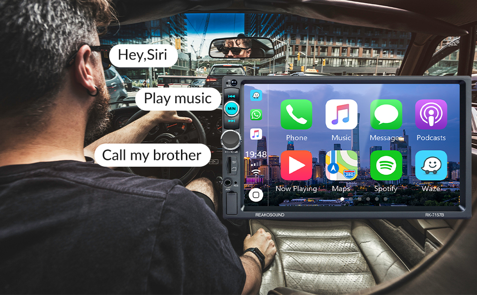 Double Din Car Stereo Compatible with Apple Carplay and Android Auto