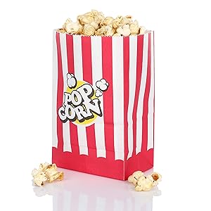 Sacs à pop-corn en papier kraft rouge et blanc