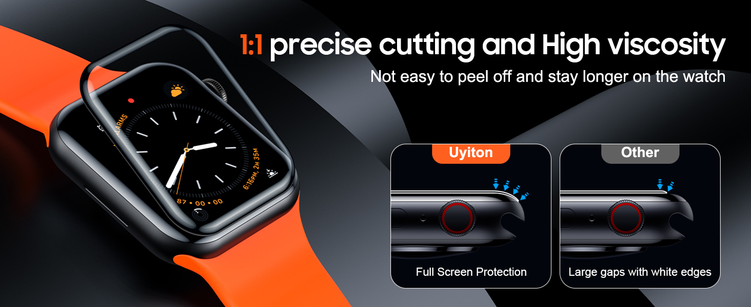 Uyiton 2 Pack for Apple Watch Series 9/8/7 Screen Protector 45mm, [Zero Bubble][Not