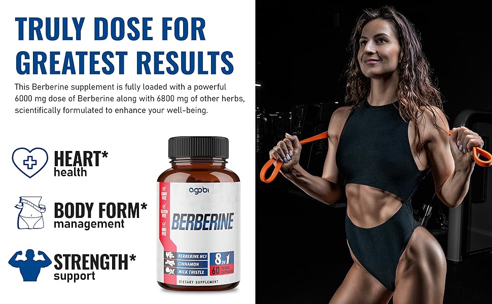 8in1 Berberine Supplement 12800mg with Ceylon, Milk Thistle, Turmeric, Elderberry & More